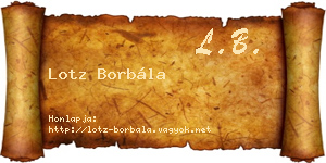 Lotz Borbála névjegykártya